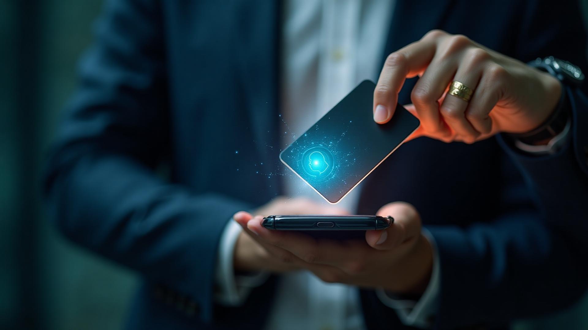 Kartu NFC disentuhkan ke smartphone